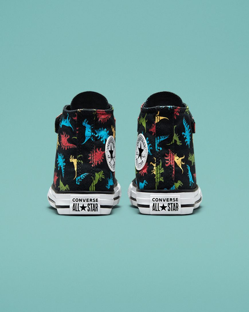 Girls' Converse Chuck Taylor All Star Easy-On Dinosaurs High Top Shoes Black / Red / Blue | AU 63E5CQ